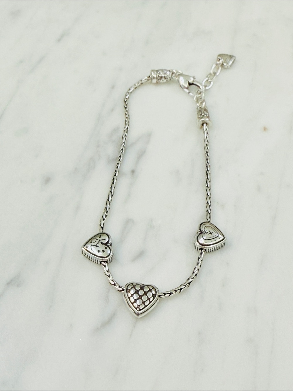 Brighton “Enchanted Hearts” Silver Plated Anklet – Adjustable 9–10.5” (Retired)